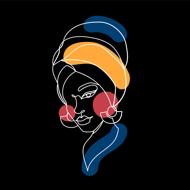 白人上的抽象形象的美国黑人妇女图片下载