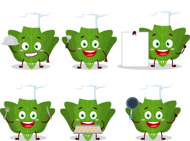 在菠菜上加上各种厨师表情符号图片下载
