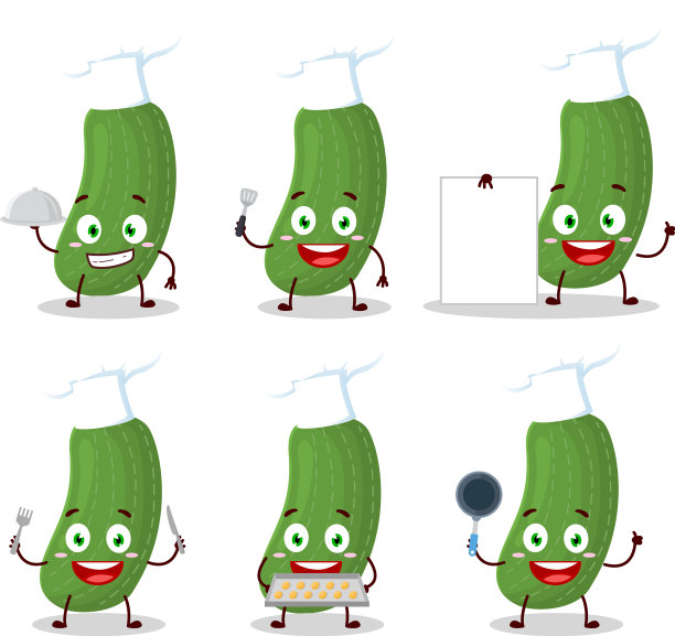 人物西葫芦与各种厨师表情符号图片下载