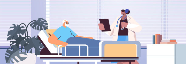 护士在照顾躺着的病人图片下载