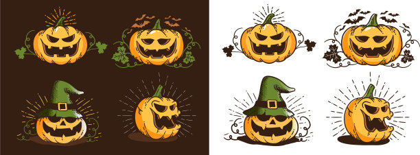 复古万圣节南瓜套装图片下载