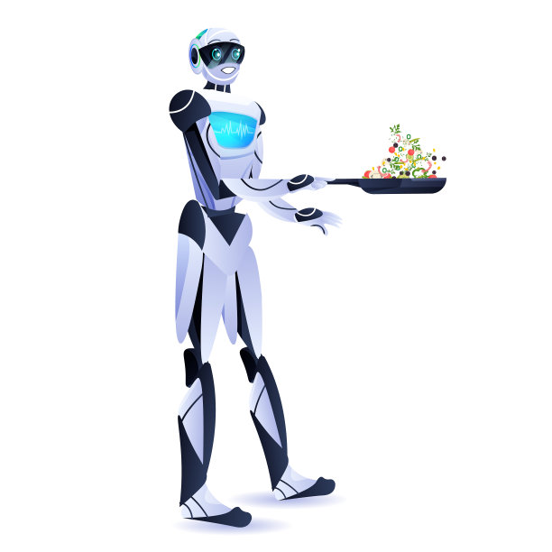 现代机器人准备健康蔬菜沙拉图片下载