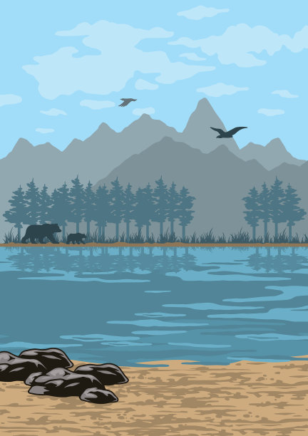 国家公园色彩缤纷的复古模板图片下载