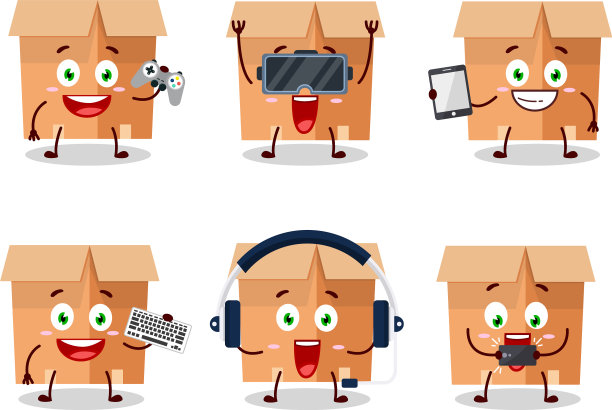 办公包厢里的卡通人物正在玩游戏图片下载