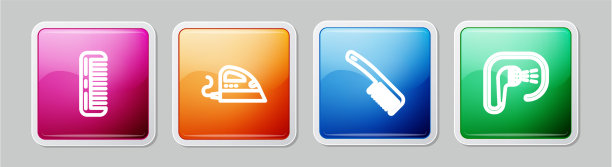 设置线、发刷、电熨斗和淋浴图片下载