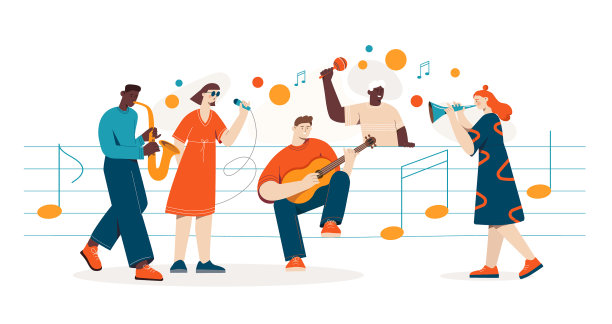 人们唱歌和演奏不同的乐器图片下载