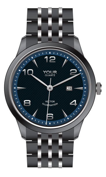 现实的暗钢钟表蓝色图片下载