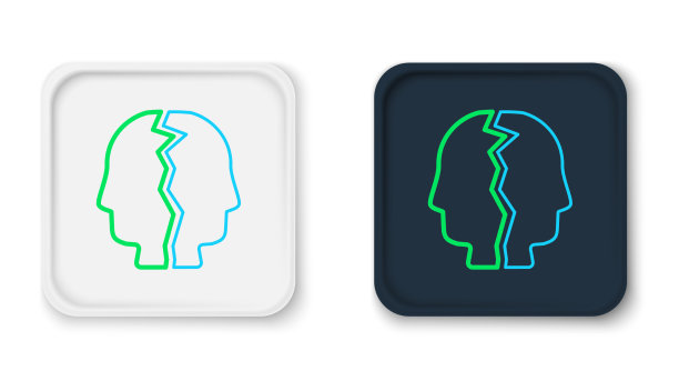 线双相情感障碍图标隔离在白色图片下载