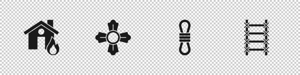 在燃烧的房子里放火，消防员攀爬图片下载