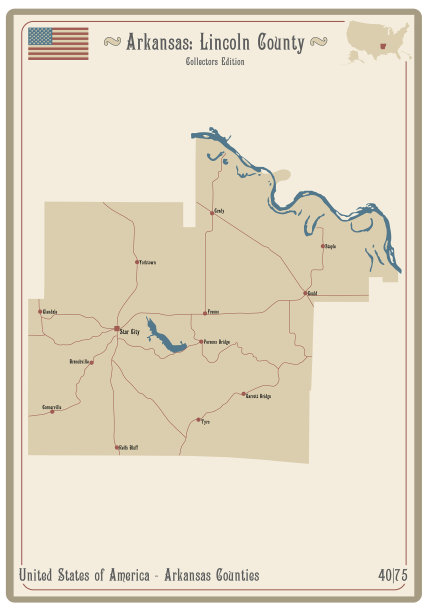 阿肯色州林肯县的地图图片下载