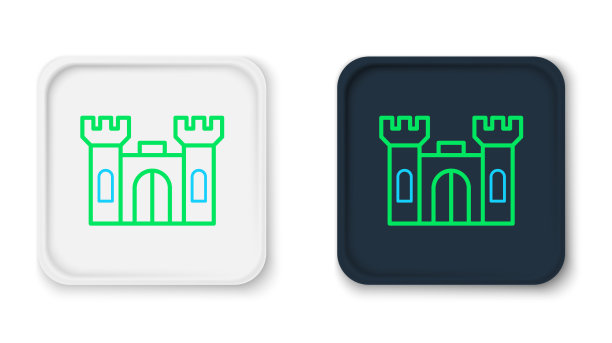 线城堡图标孤立在白色的背景图片下载