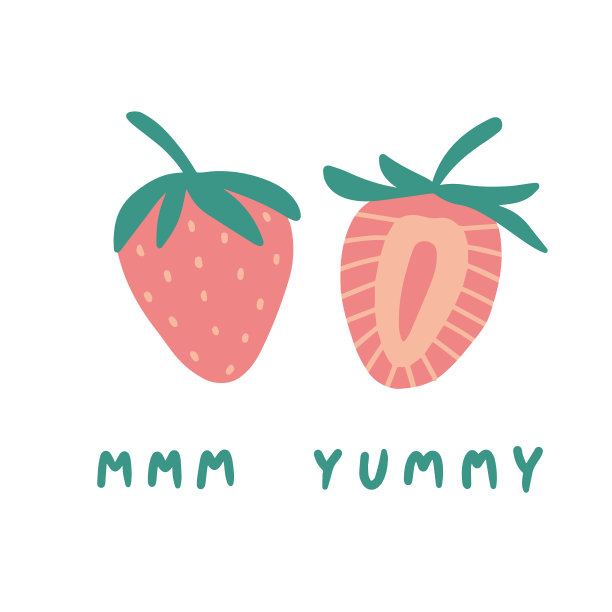 斯堪的纳维亚风格手绘草莓和图片下载