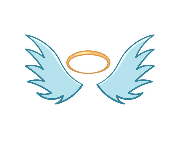 飞翔的天使翅膀平带着金色的光环图片下载