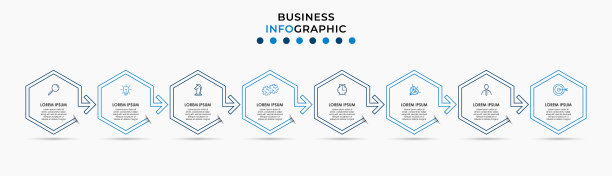 包含8个步骤的业务信息图演示图片下载