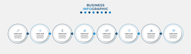 包含8个步骤的业务信息图演示图片下载