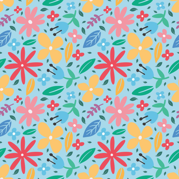 收集集叶植物和花卉图案图片下载