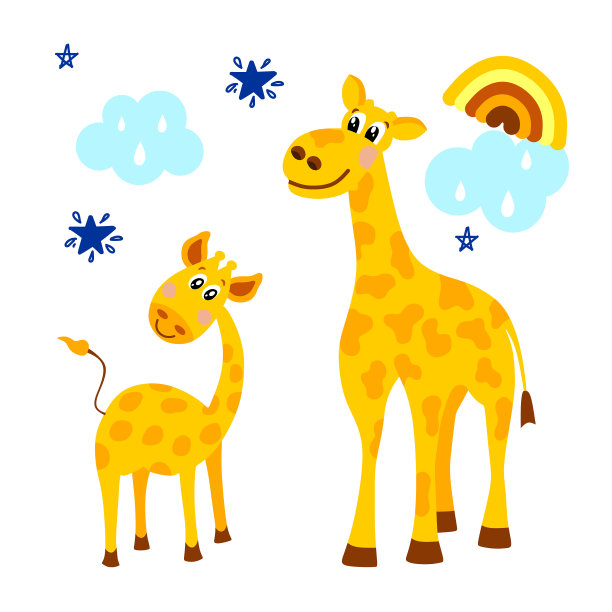 一套两匹骆驼以卡通的风格搭配图片下载