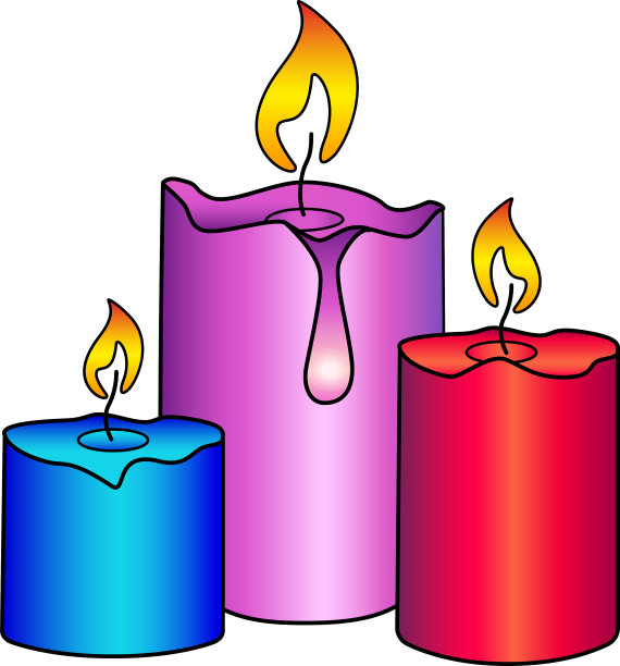 三支彩色的节日蜡烛图片下载
