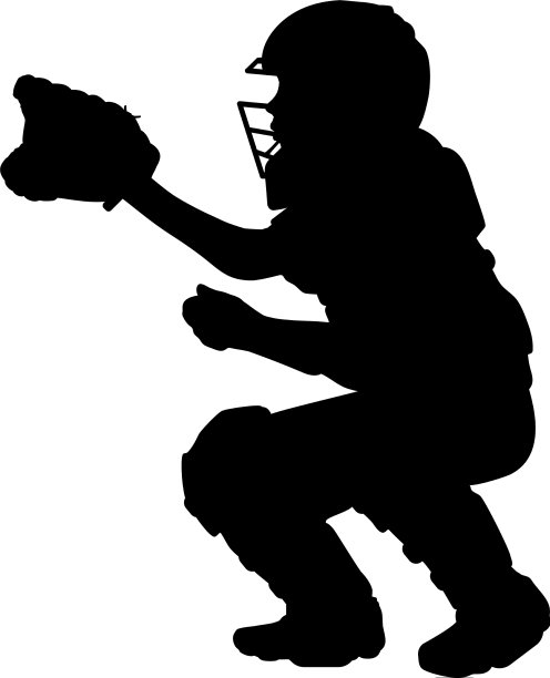 剪影男孩棒球接球手正要接球图片下载