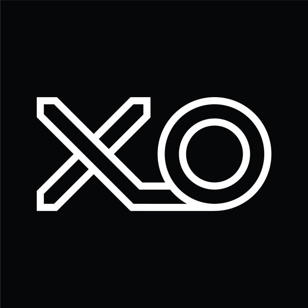 XO字母组合标志，线条负空间风格图片下载