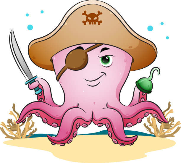 危险海盗章鱼拿着剑图片下载