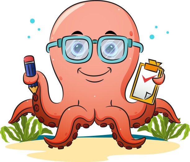 章鱼老师拿着铅笔图片下载