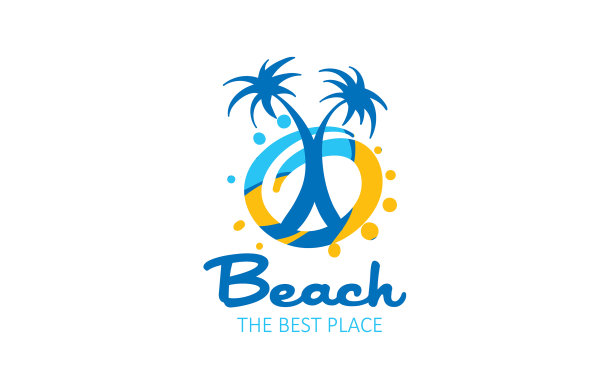 图标的海滩与形象的手掌图片下载