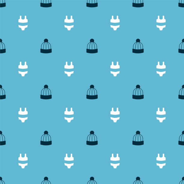 冬季帽子和泳装设置无缝模式图片下载