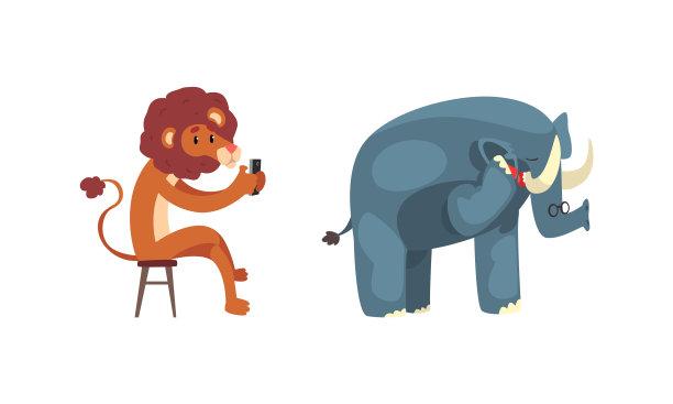 有趣的动物使用现代小工具设置大象图片下载