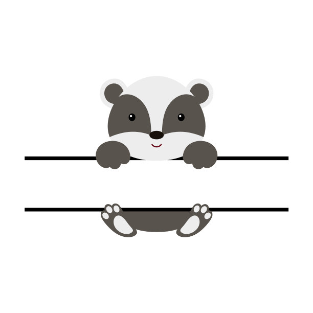 可爱的獾分裂monogram有趣的卡通图片下载