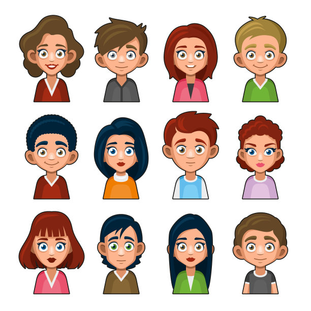 可爱的年轻人化身人物卡通风格图片下载