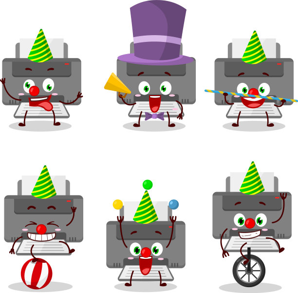 卡通人物打印机与各种马戏团图片下载