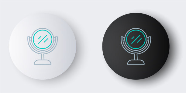 线手镜图标孤立在灰色背景图片下载