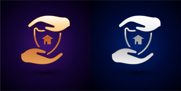 金银屋与盾图标隔离上图片下载