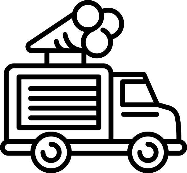 冰淇淋卡车图标轮廓风格图片下载