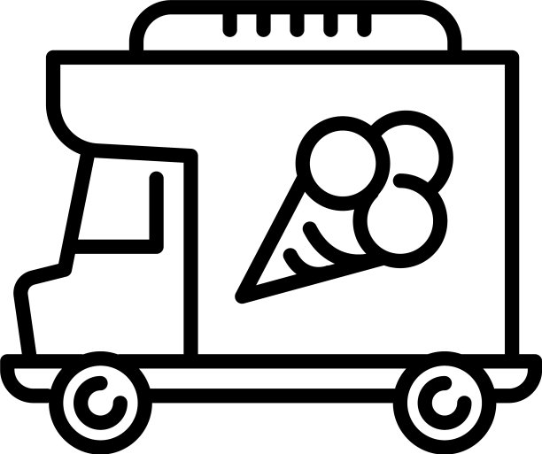 冰淇淋街卡车图标轮廓风格图片下载