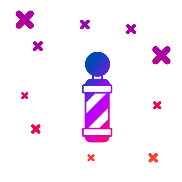 彩色经典理发店电线杆图标隔离上图片下载