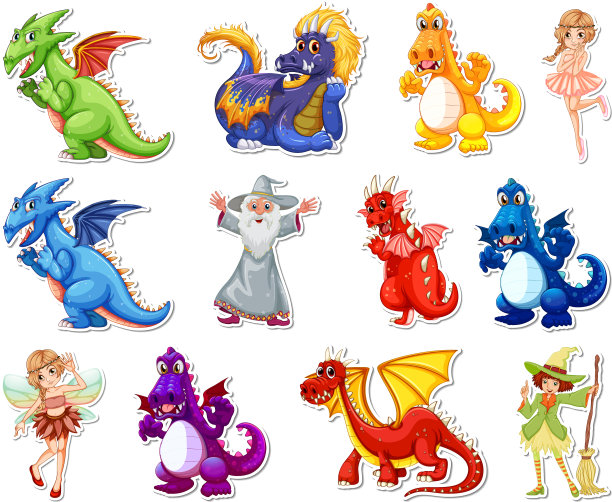 贴纸设置不同的童话卡通图片下载