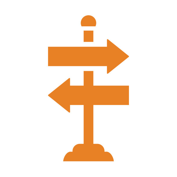 交通标志方向图标橙色eps图片下载