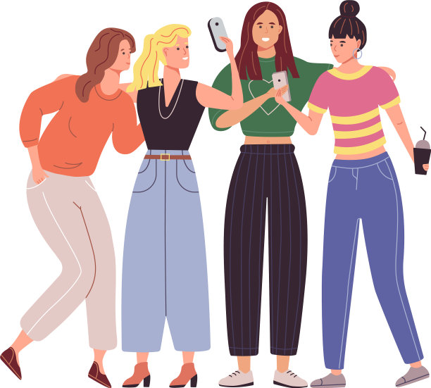 多样的女性朋友群摆造型拍照图片下载