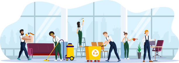 保洁服务多元化，团队合作现代化图片下载