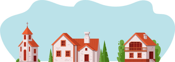 不同的乡村建筑和乡村景观图片下载