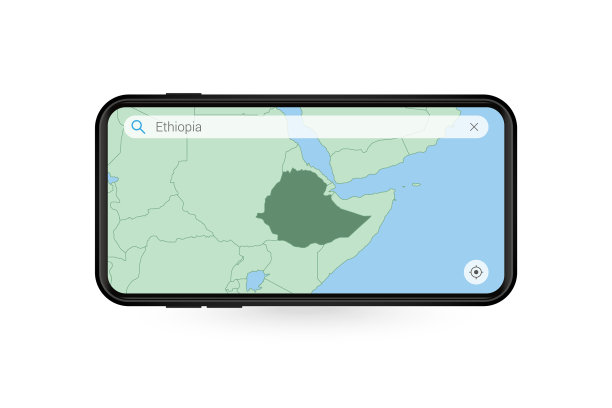 在智能手机地图上搜索地图埃塞俄比亚图片下载