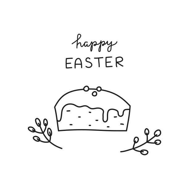 涂鸦勾勒出复活节kulich蛋糕和字母图片下载