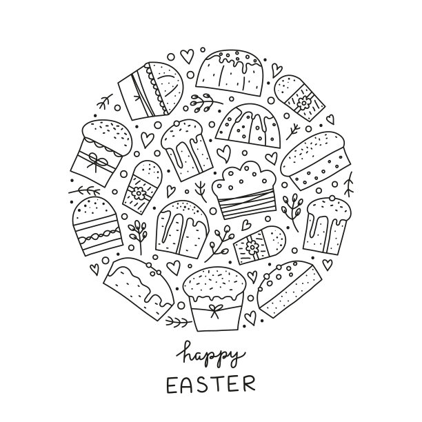 画复活节kulich蛋糕圈图片下载