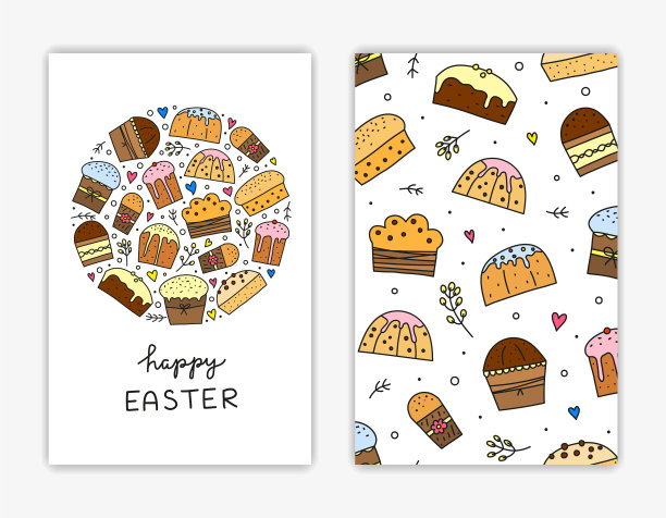 复活节kulich蛋糕的卡片模板图片下载