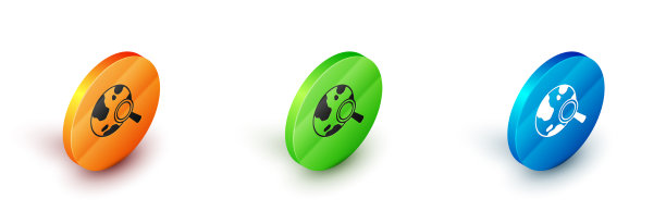 带有球形图标的等距放大镜图片下载