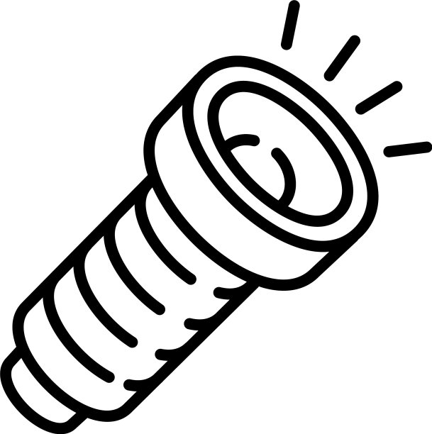 远足手电筒图标轮廓风格图片下载