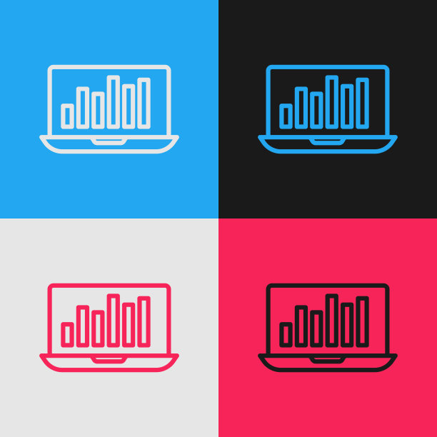 波普艺术线笔记本电脑图形图表图标孤立图片下载