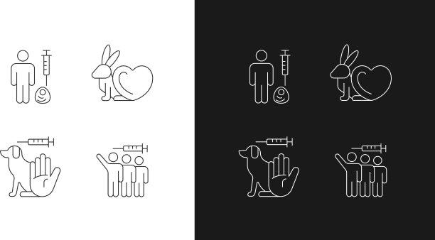 没有动物实验线性图标设置为黑暗图片下载